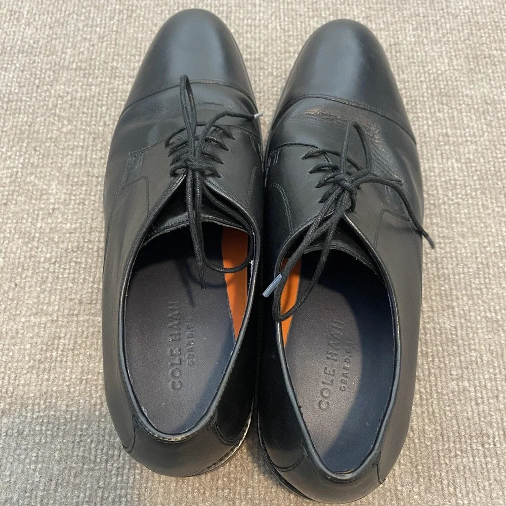 Cole Haan Grand.OS Shoes Mens Size 10.5 M Black Leather Cap Toe Oxfords C11630